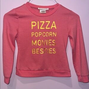 American Girl Pink Longsleeve Sweatshirt Pizza Popcorn Movies Besties Kids XS